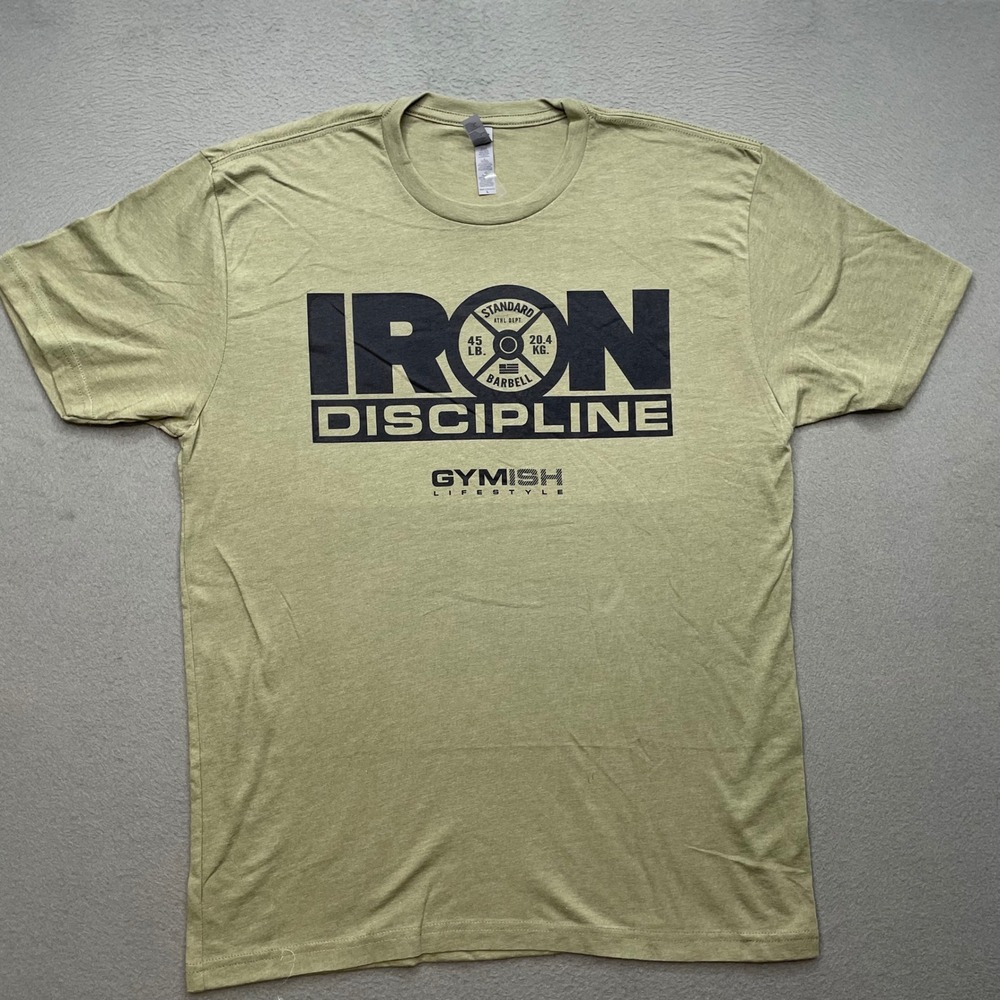 Gymish Lifestyle Men T-Shirt Cotton Blend Large Iron Discipline Gym Fitness